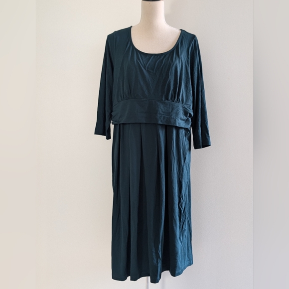 NWT Sz 14 Seraphine Emerald Jersey Maternity Nursing Dress - Picture 2 of 16